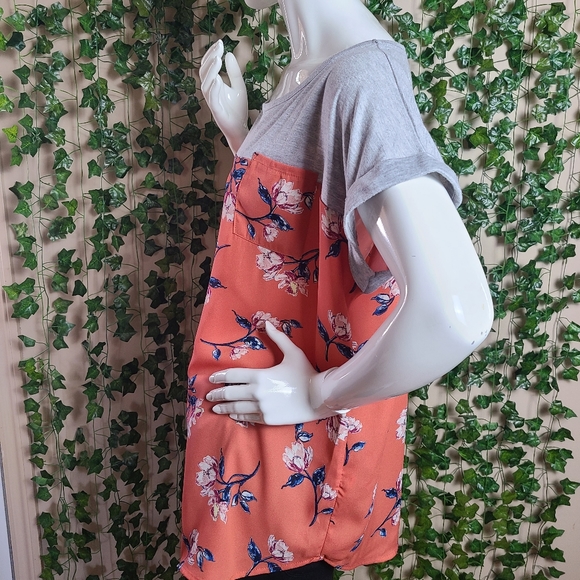 Rewind Women's Pink Boho Floral Roll-up Sleeves Lightweight Top - Picture 3 of 12